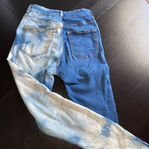 Half White Half Blue Jeans (TikTok Trend)